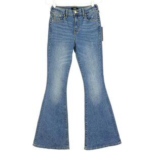 True Religion Women's Charlie Flare Mid Rise Stretch Blue Denim Jeans Sz 25 NWT‎